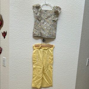 Floral Top and Yellow Pants Set